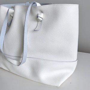 WHITE LEATHER TOTE BAG